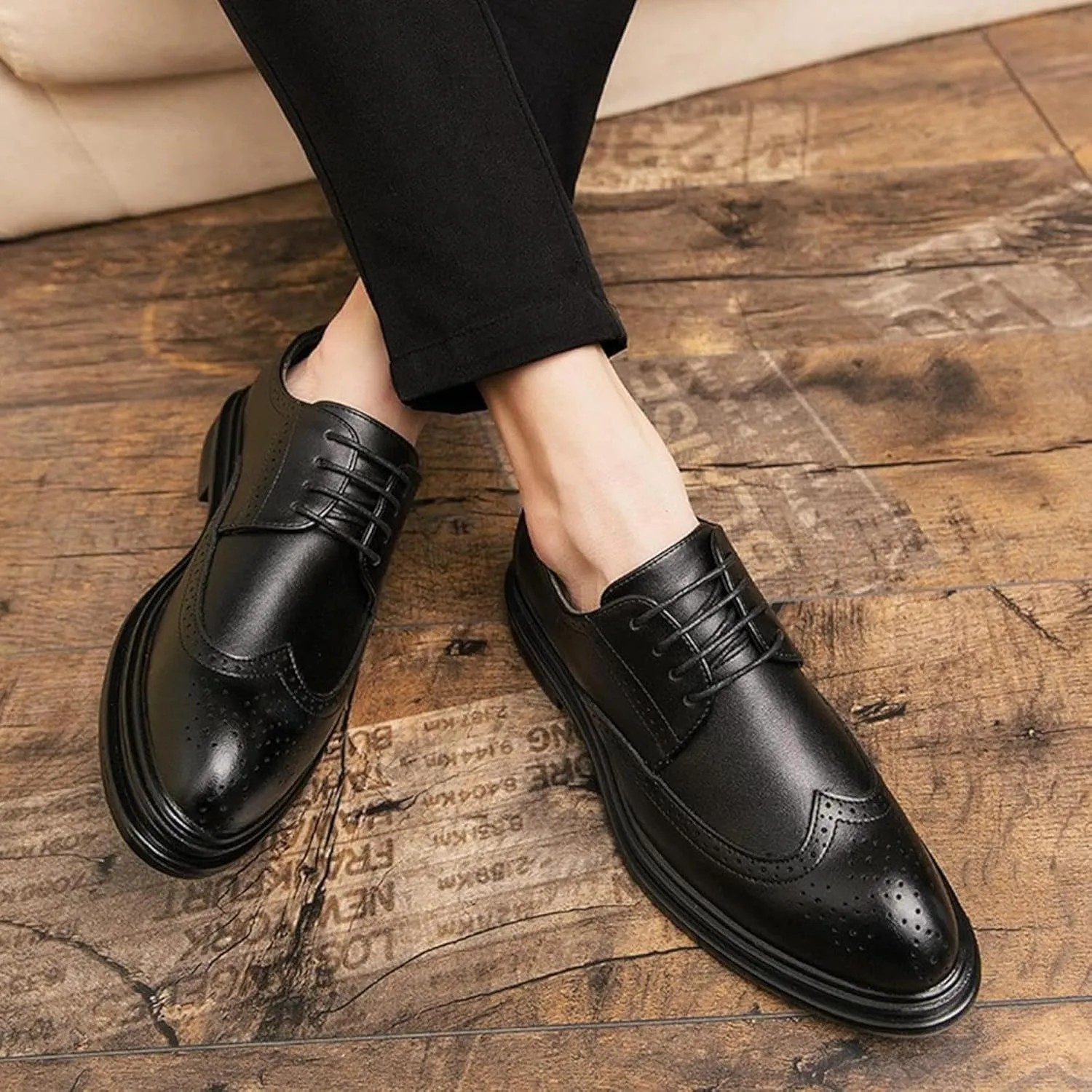 Men's Formal Shoes Spring and Autumn Gentlemen's Evening Party Oxford Shoes Youth Classic Low Top Lace up Business Shoes
