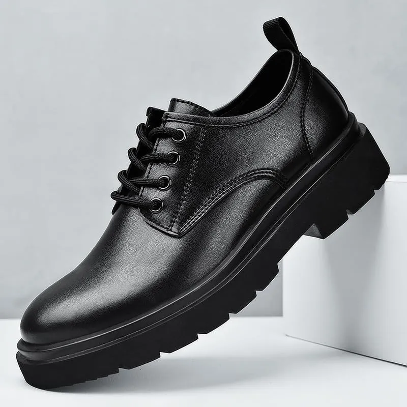 Men's Four-Season Fashion Oxford Shoes - Solid Color Low-top lace-up Casual Round Toe Design, Rubber Sole, EVA Insole, Suitable for Daily Business wear
