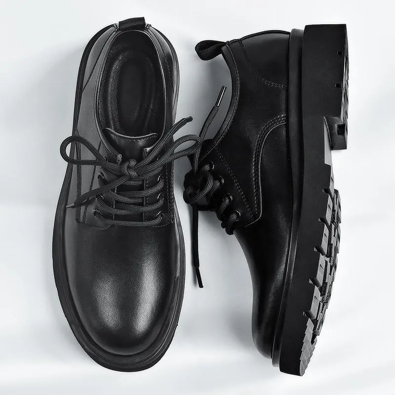 Men's Four-Season Fashion Oxford Shoes - Solid Color Low-top lace-up Casual Round Toe Design, Rubber Sole, EVA Insole, Suitable for Daily Business wear