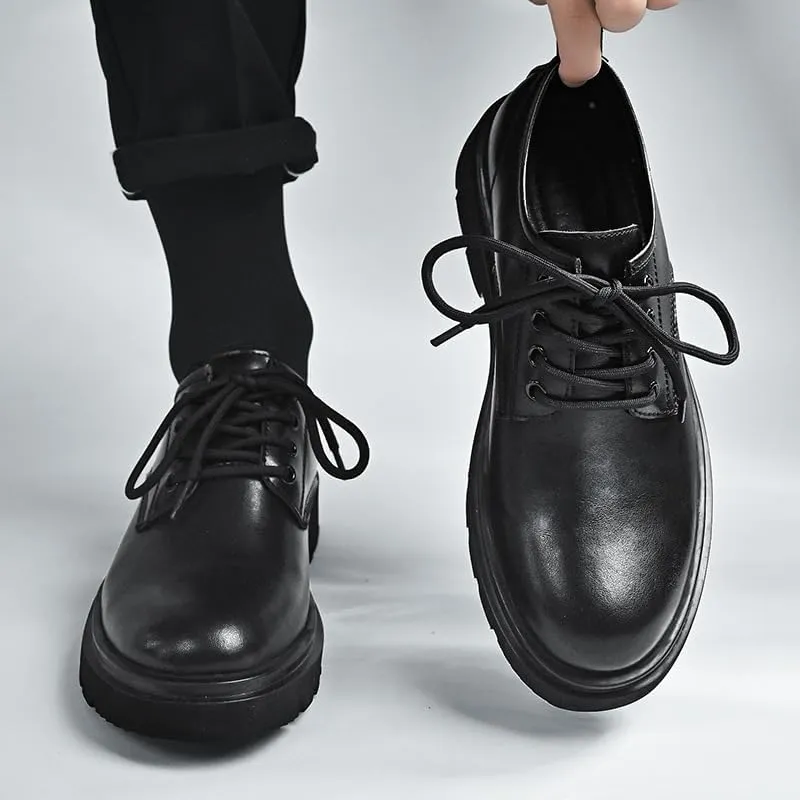 Men's Four-Season Fashion Oxford Shoes - Solid Color Low-top lace-up Casual Round Toe Design, Rubber Sole, EVA Insole, Suitable for Daily Business wear