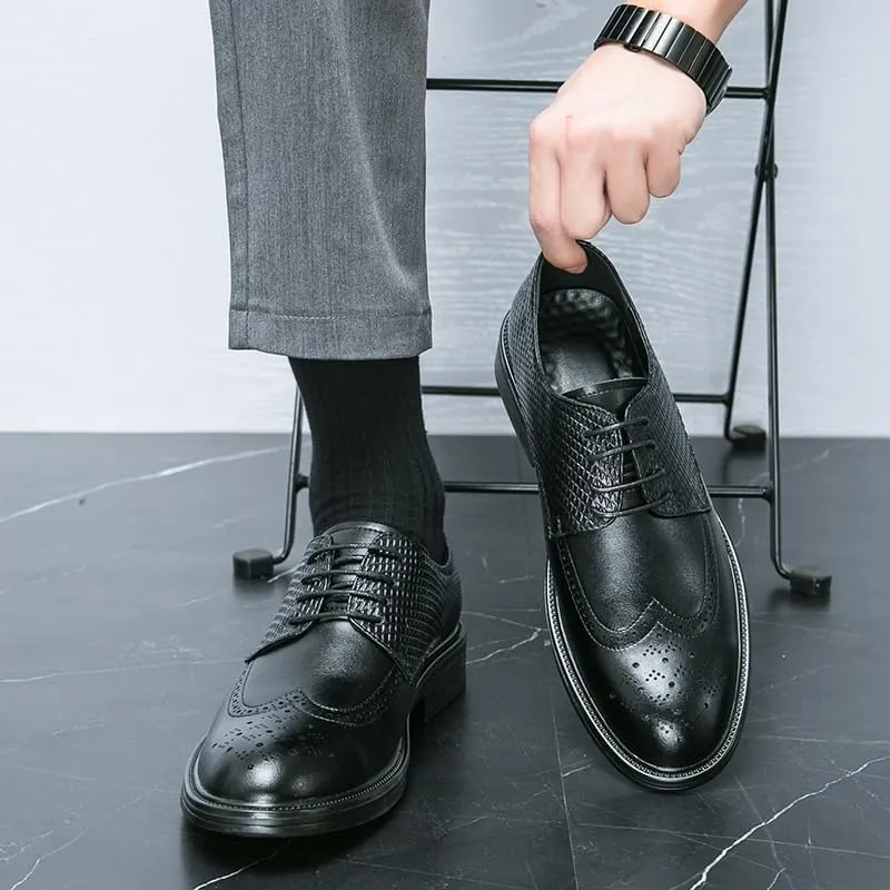 Men's Genuine Leather Dress Sneakers - Non-Slip Waterproof Oxford Shoes for Business & Formal Wear