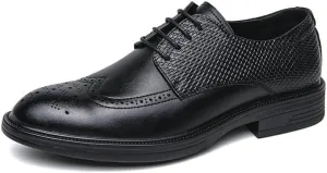 Men's Genuine Leather Dress Sneakers - Non-Slip Waterproof Oxford Shoes for Business & Formal Wear