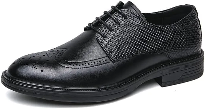 Men's Genuine Leather Dress Sneakers - Non-Slip Waterproof Oxford Shoes for Business & Formal Wear