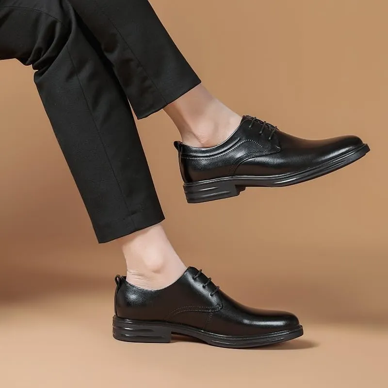 Men's Genuine Leather Oxford Shoes Low Top Formal Business Dress Shoes Non-Slip Waterproof Derby Shoes for Men(6.5)