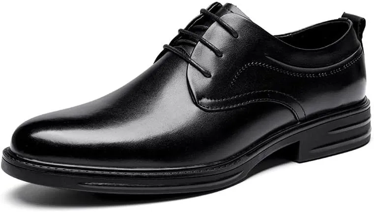 Men's Genuine Leather Oxford Shoes Low Top Formal Business Dress Shoes Non-Slip Waterproof Derby Shoes for Men(6.5)