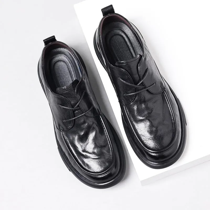 Men's Genuine Leather Oxford Shoes Summer Lace Up Fashion Casual Classic Dress Shoes