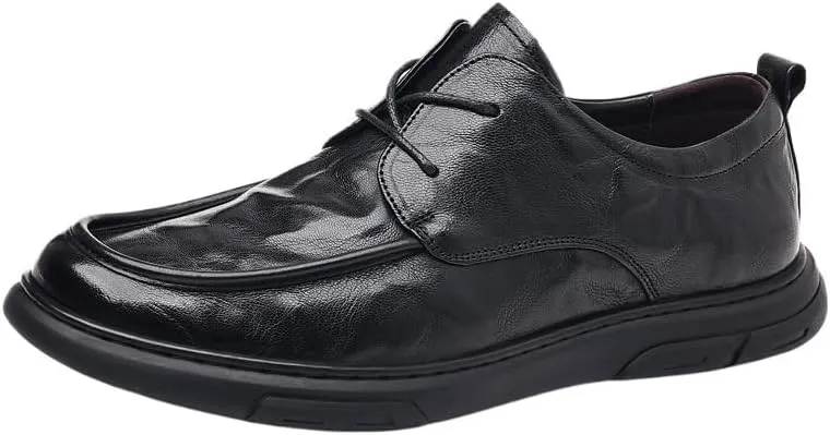 Men's Genuine Leather Oxford Shoes Summer Lace Up Fashion Casual Classic Dress Shoes