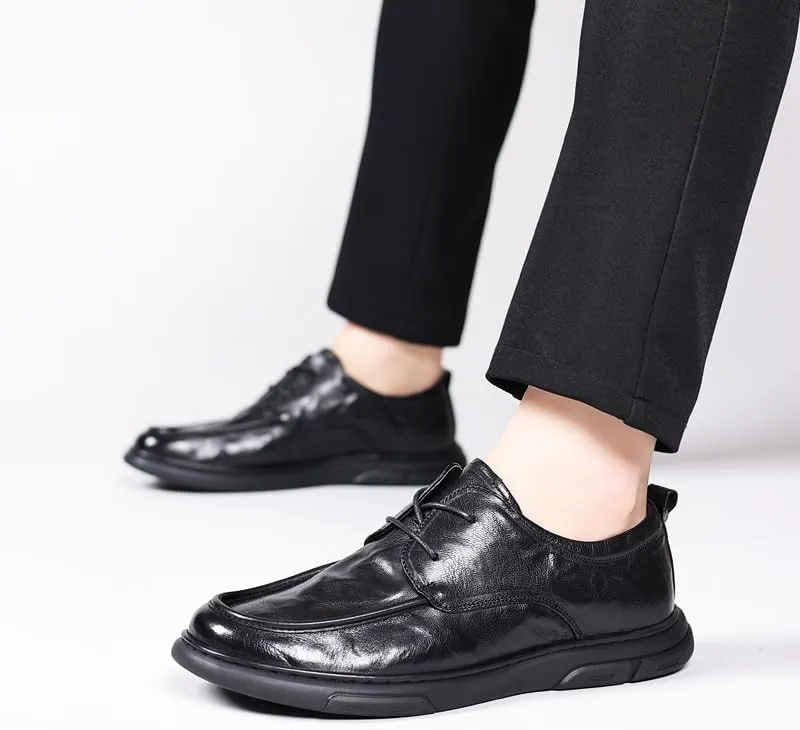 Men's Genuine Leather Oxford Shoes Summer Lace Up Fashion Casual Classic Dress Shoes