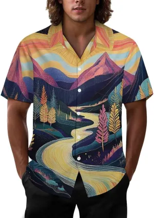 Mens Hawaiian Shirt Casual Button Down Short Sleeve Tropical Beach Holiday Aloha Party Shirt for Men Funny