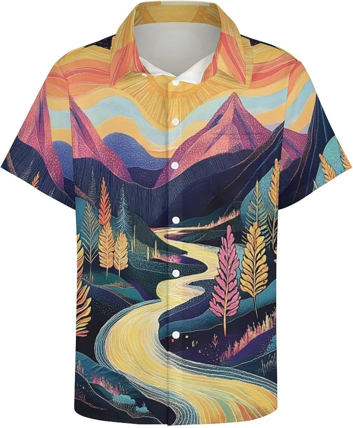 Mens Hawaiian Shirt Casual Button Down Short Sleeve Tropical Beach Holiday Aloha Party Shirt for Men Funny