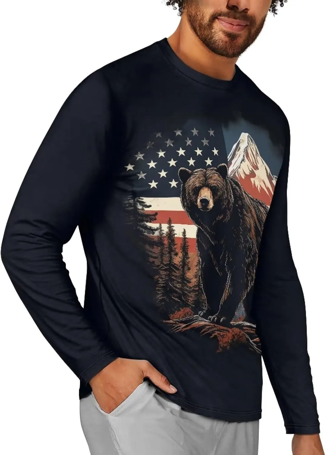 Men's Long Sleeve Tees T-Shirt Athletic Shirt for Men Casual Pullover Tops Quick Dry Casual Wear for Hiking Running