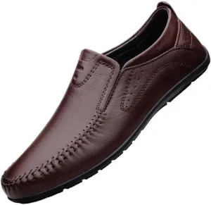 Men's Low Top Formal Business Oxford Shoes - Non-Slip Waterproof Slip-On Derby Shoes for Professionals