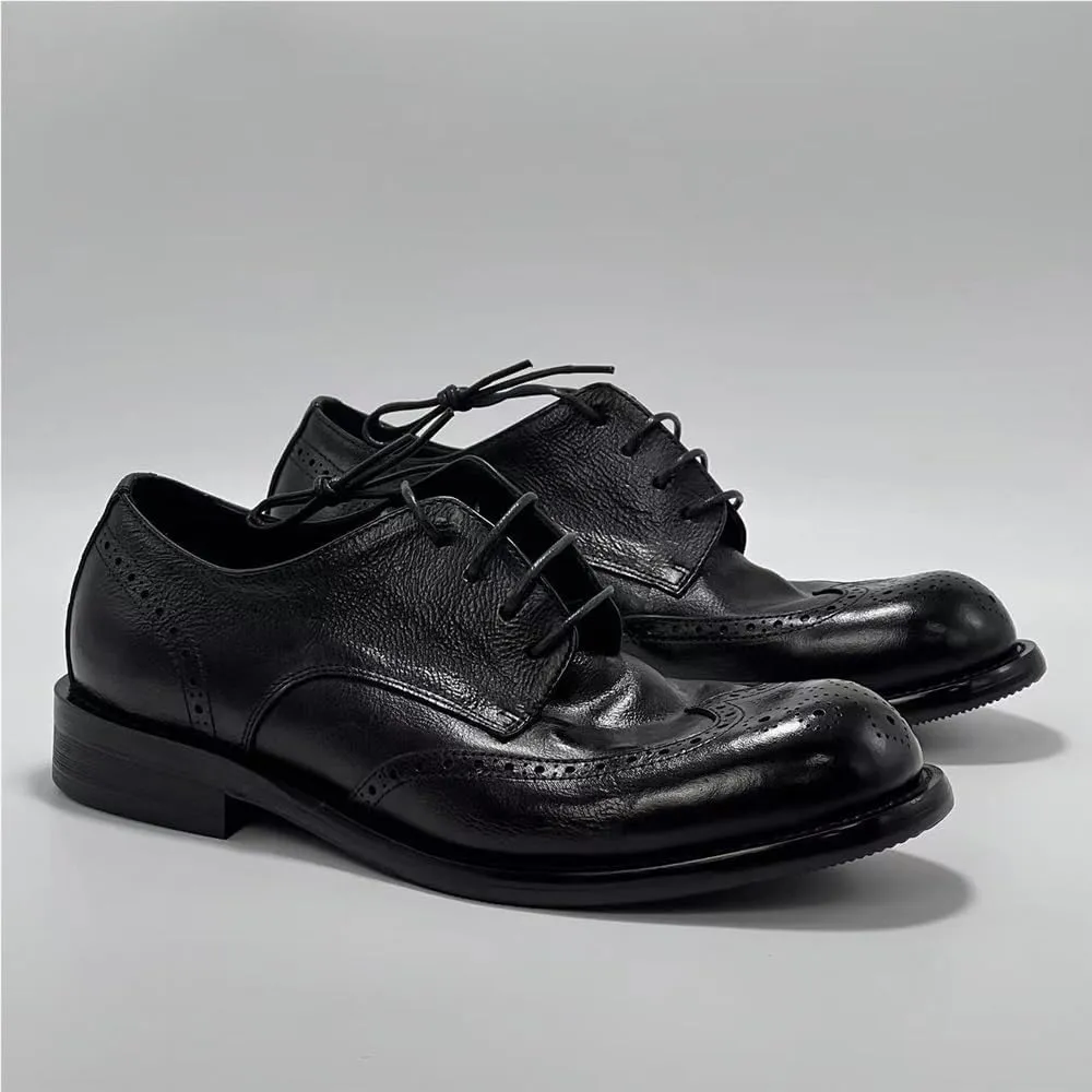 Men's Patent Leather Lace Up Brogue Shoes Slip Resistant Low Top Classic Oxford Comfortable Fashion Dress Shoes