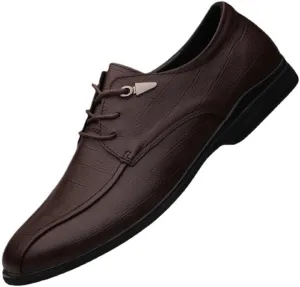 Men's Pointed Toe Tuxedo Shoes - Classic Lace Up Low Top Leather Dress Shoes for Business, Office, and Weddings