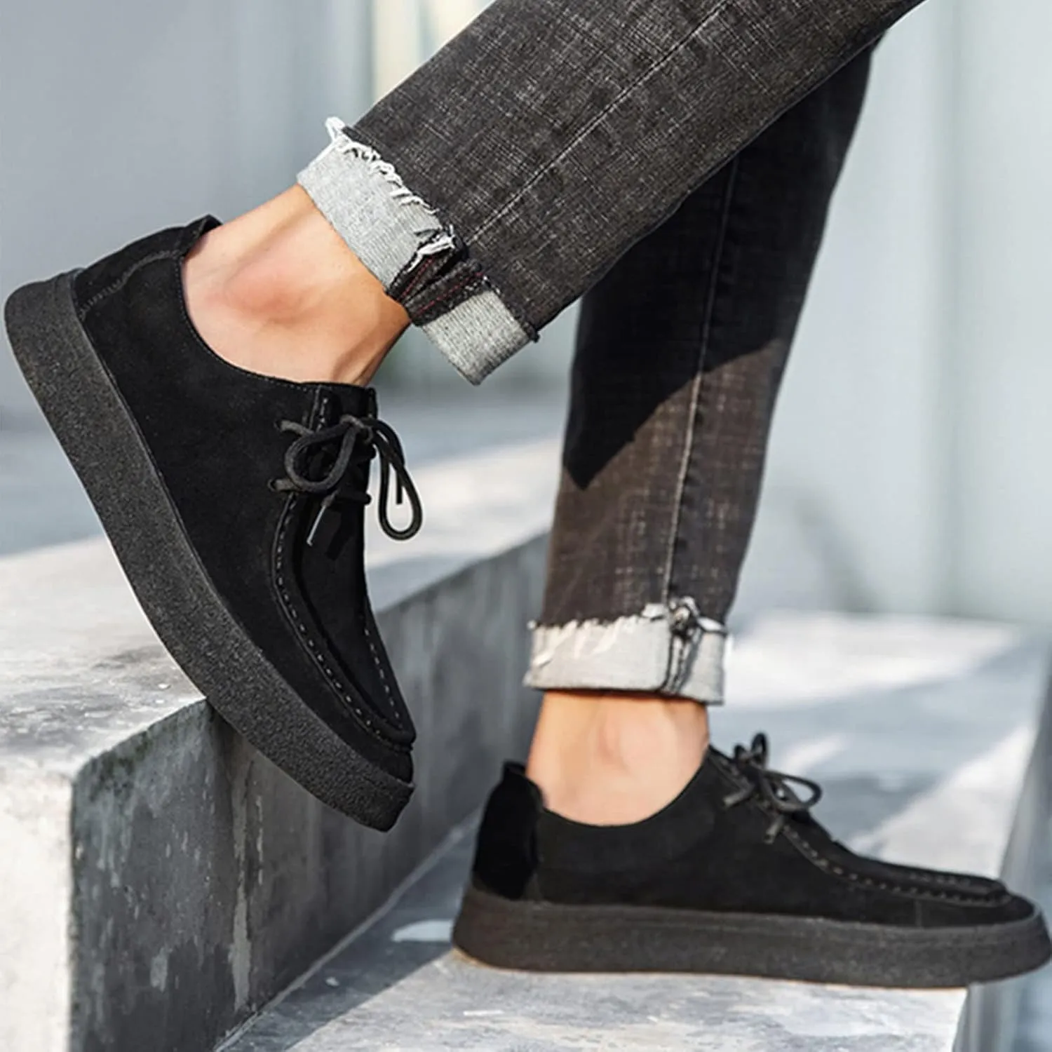 Men's Suede Fashion Dress Sneakers,Vintage Comfort Low-top Lace-up Softsole Moccasins Business Casual Oxford Shoes