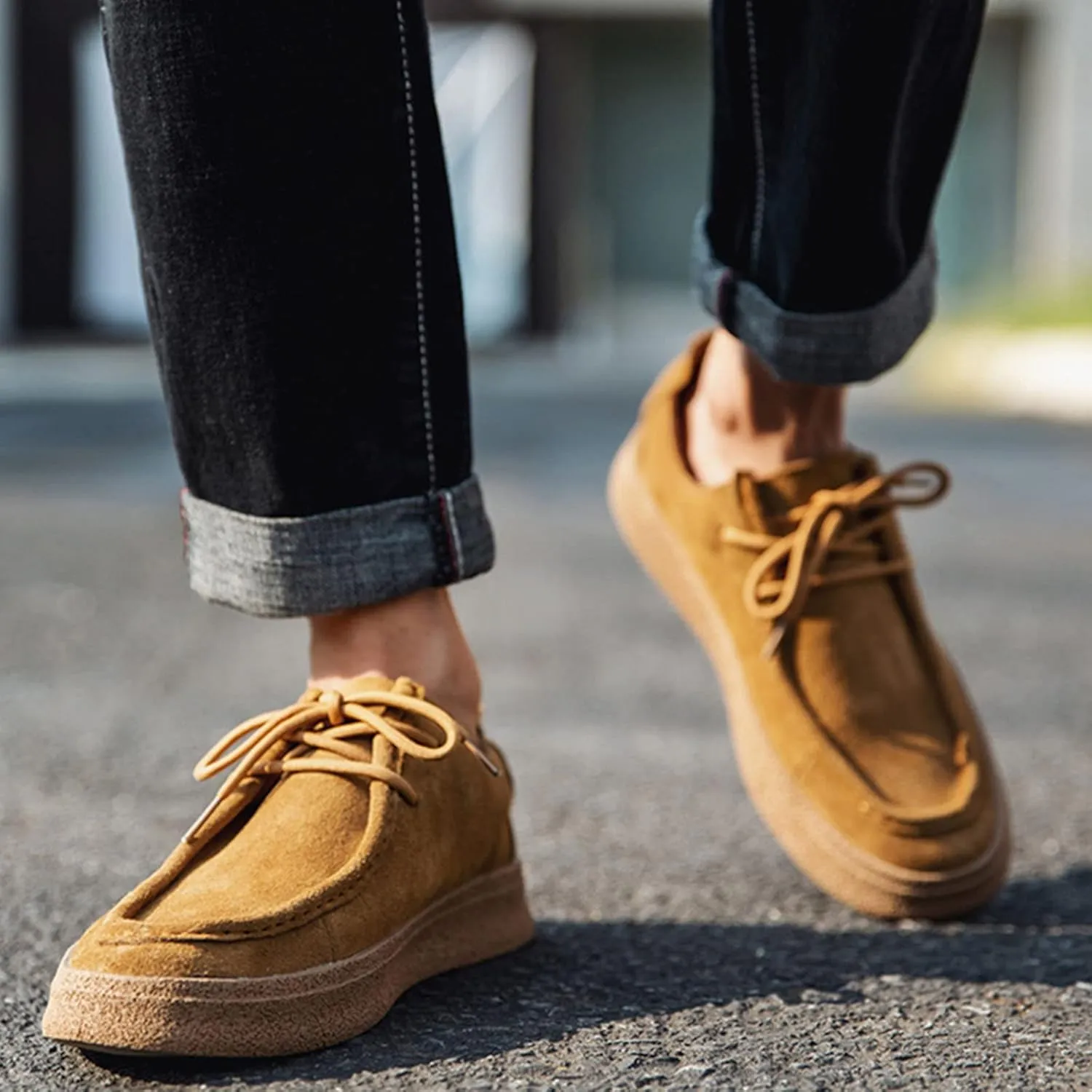 Men's Suede Fashion Dress Sneakers,Vintage Comfort Low-top Lace-up Softsole Moccasins Business Casual Oxford Shoes