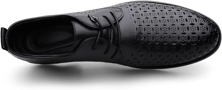 Men's Summer Fashion Breathable Dress Shoes Classic Lace-up Formal Tuxedo Derby Shoes Comfortable Non-Slip Low Top Work Shoes(9.5)