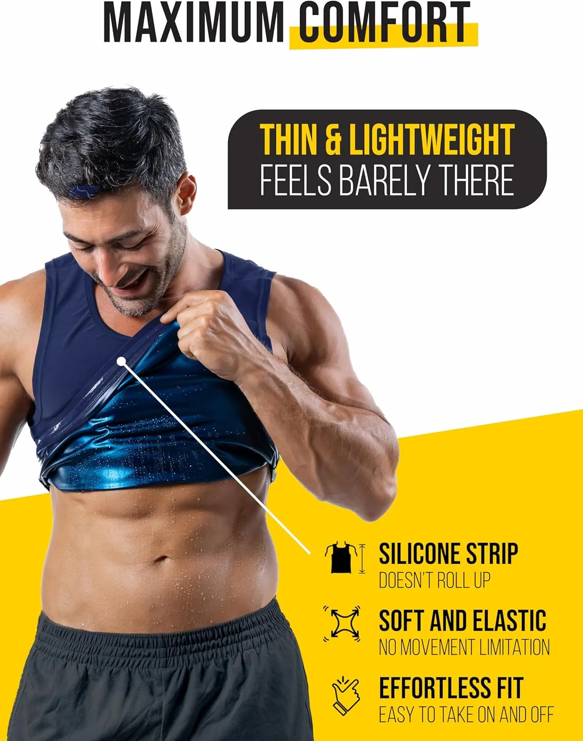 Men’s Sweat Vest - Boost Weight Loss with Increased Sweating & Compression Technology Sauna Vest for Men (XS-7XL)