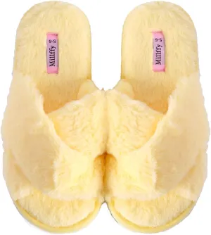 Millffy Fuzzy Fluffy Open Toe Slippers for Summer Warm Comfy flip Flop Slippers for Women Slip on