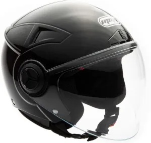 MMG Helmets Open Face Pilot Style Integrated Flip Up Visor DOT - Model 28 (Shiny Black, XL)