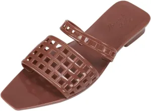 Mule/Squared Open Toe Dress Slides Sandals, Confortable Low Block Heel Jellies/Jelly Shoes for Women