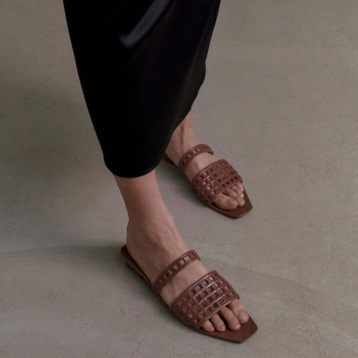 Mule/Squared Open Toe Dress Slides Sandals, Confortable Low Block Heel Jellies/Jelly Shoes for Women