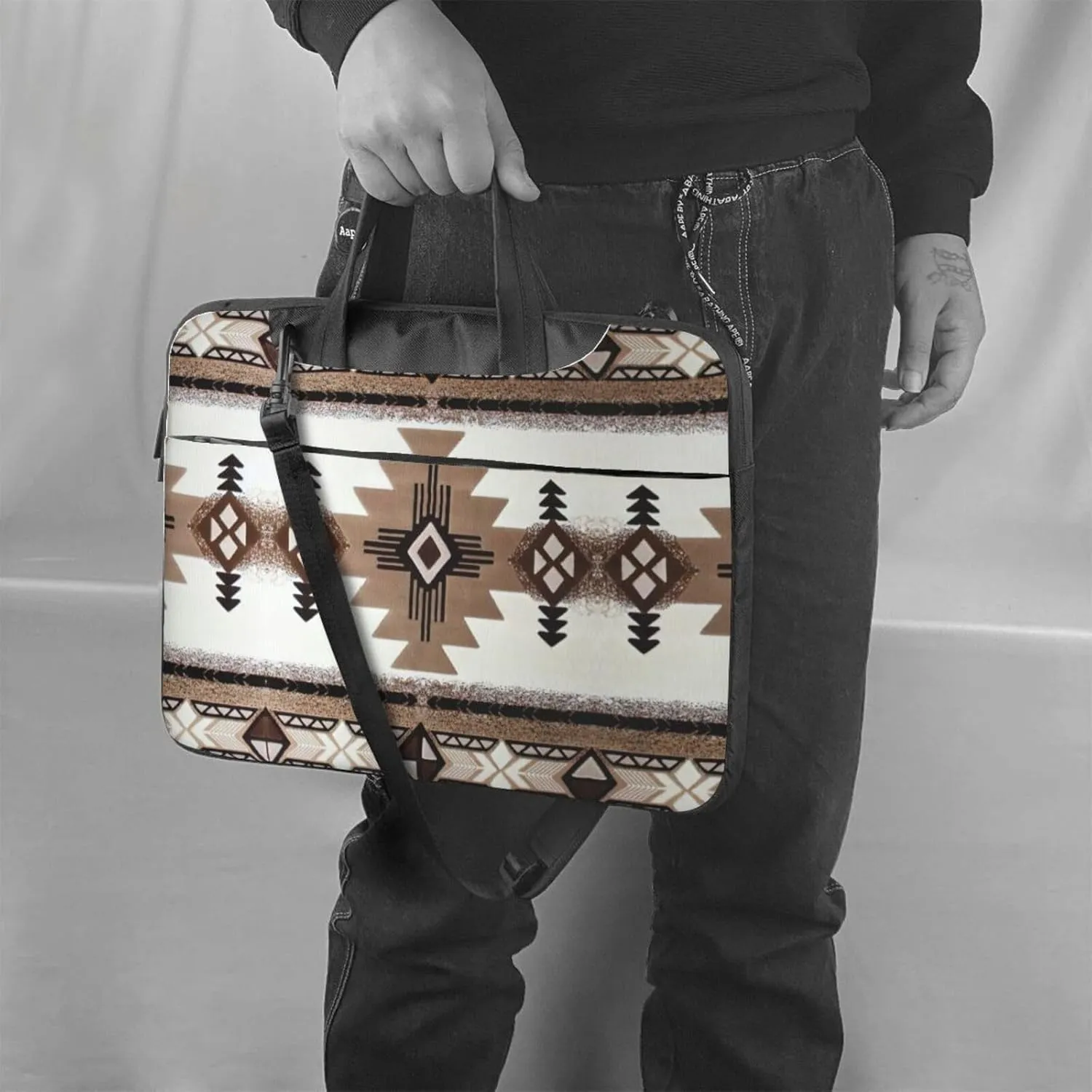 Native American Print Laptop Bag Laptop Case Shoulder Laptop Bag with Padded Protection Spacious Pockets