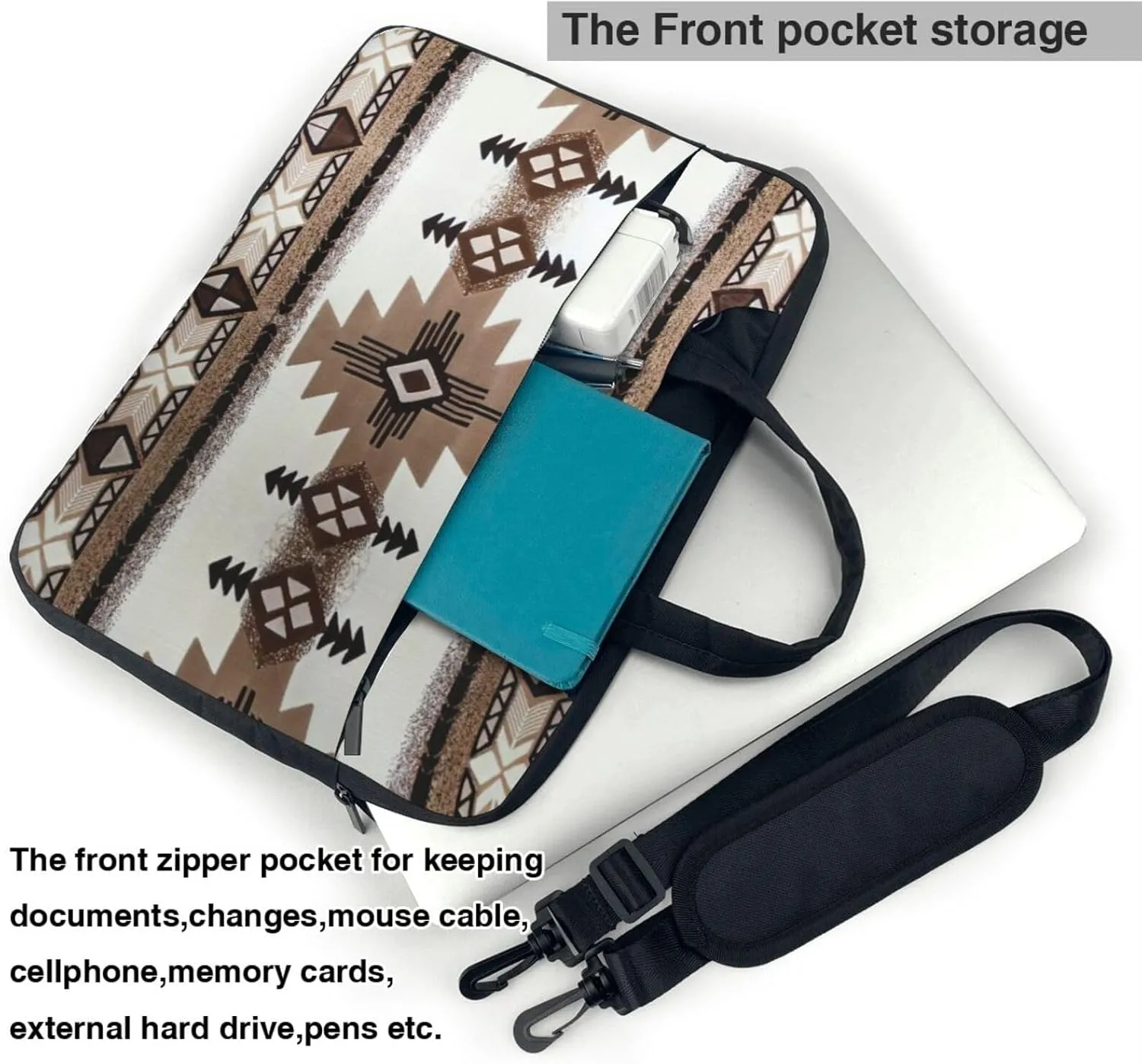 Native American Print Laptop Bag Laptop Case Shoulder Laptop Bag with Padded Protection Spacious Pockets
