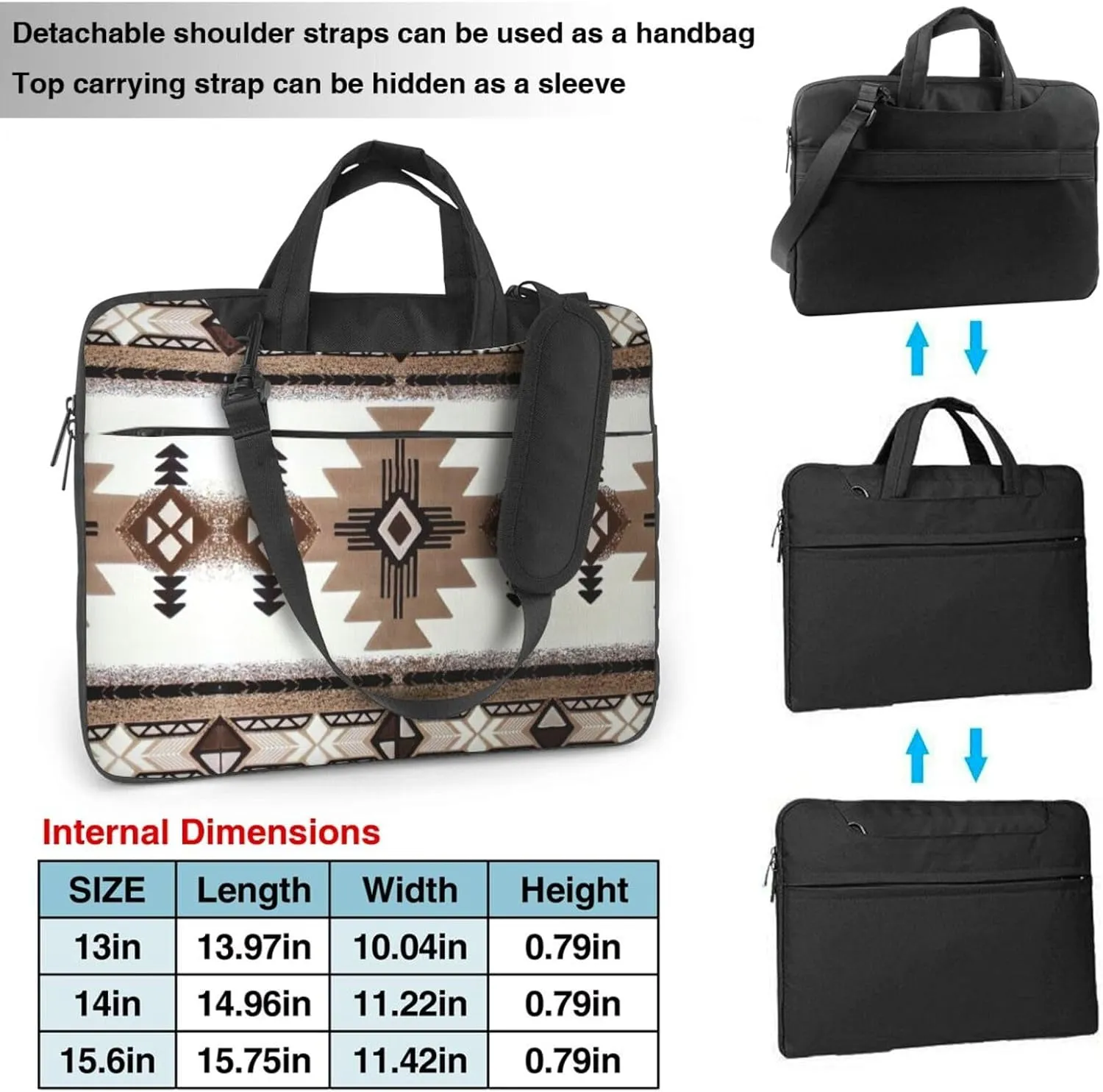 Native American Print Laptop Bag Laptop Case Shoulder Laptop Bag with Padded Protection Spacious Pockets
