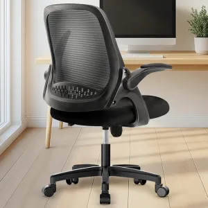 NEO CHAIR Office Desk Computer Gaming Chair with Executive Ergonomic Lumbar Back Support Flip-up Padded Armrest Adjustable Height and Wheels for Home or Office (Black)