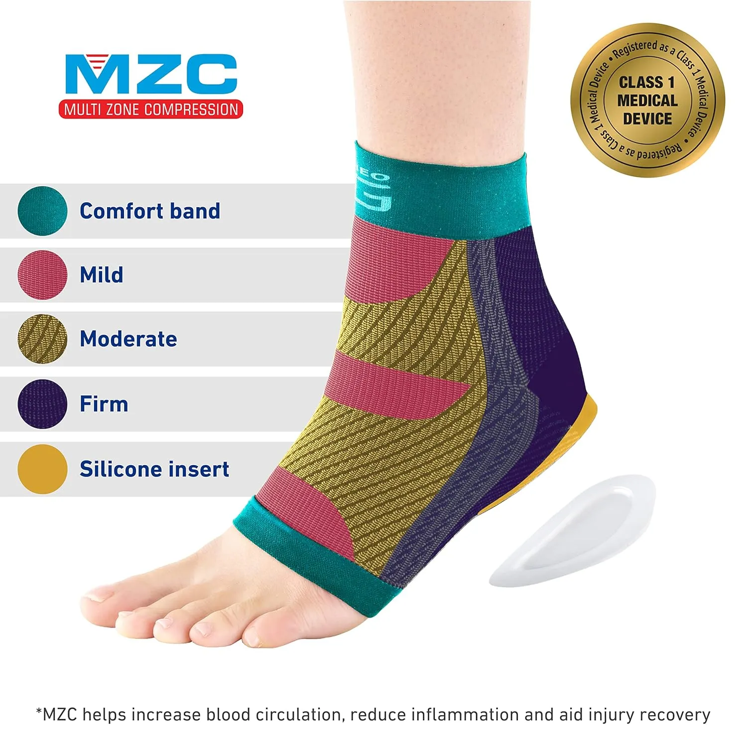 Neo-G Plantar Fasciitis Compression Socks – Support for Plantar Fasciitis, Heel and Arch Pain, Silicone Heel Cushioning for Targeted Pain Relief – Class 1 Medical Device – 1 Pair - XL