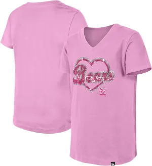 New Era Girls Youth NFL Flip Sequins V-Neck T-Shirt