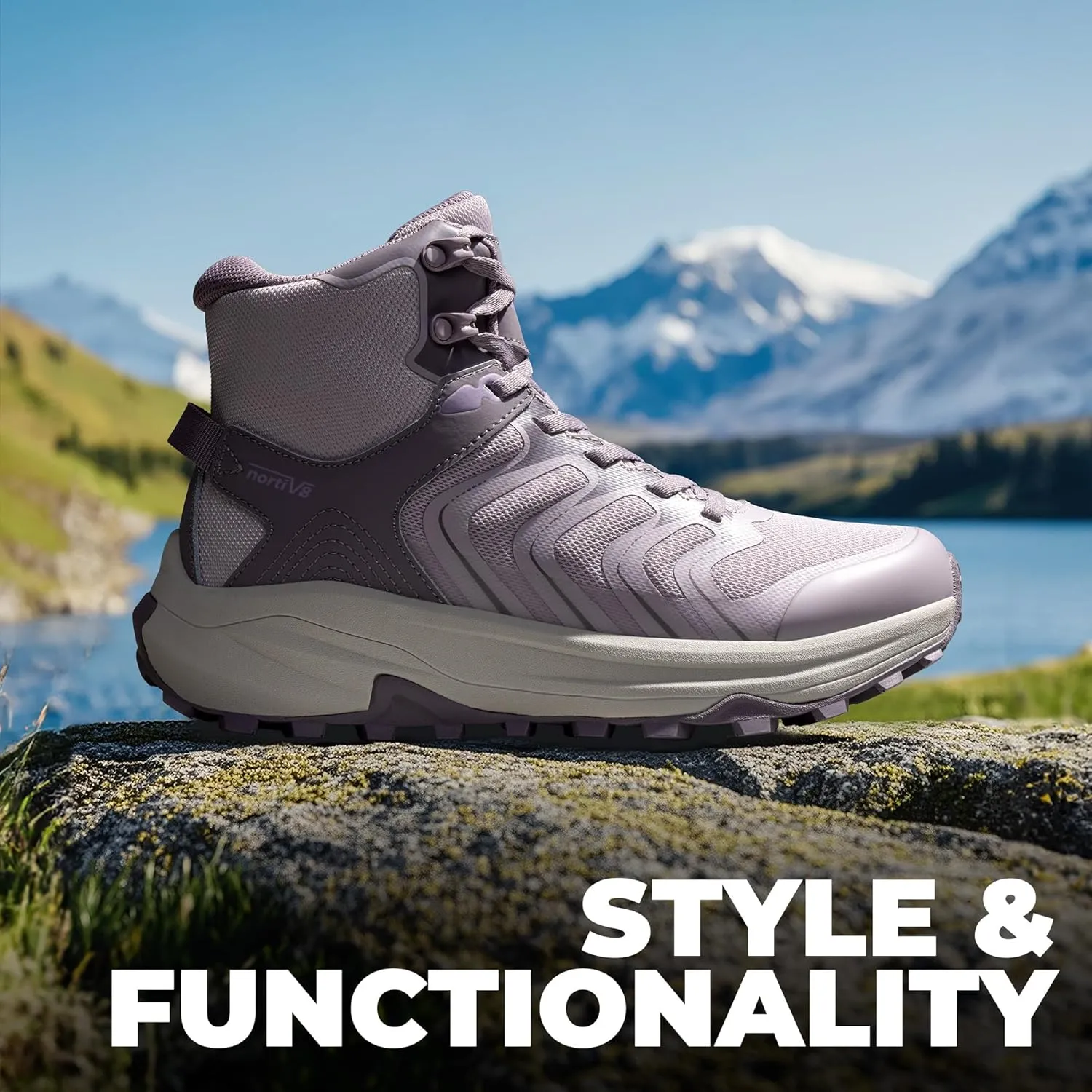 NORTIV 8 Women's Hiking Boots Waterproof with Arch Support Sneakers Walking Outdoor Comfortable Lightweight Boot Echo Mid