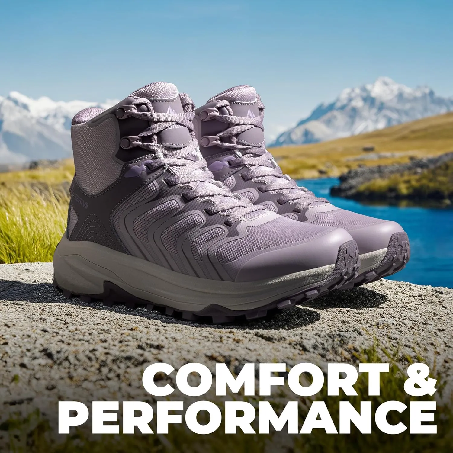 NORTIV 8 Women's Hiking Boots Waterproof with Arch Support Sneakers Walking Outdoor Comfortable Lightweight Boot Echo Mid