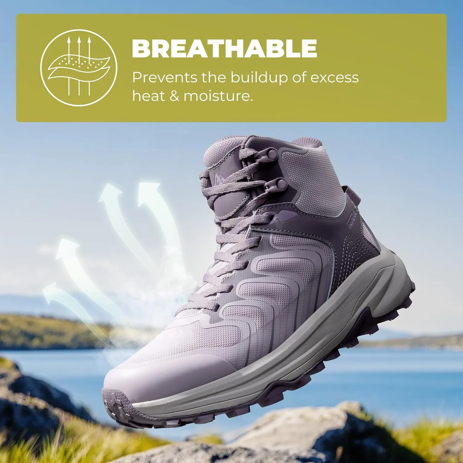 NORTIV 8 Women's Hiking Boots Waterproof with Arch Support Sneakers Walking Outdoor Comfortable Lightweight Boot Echo Mid
