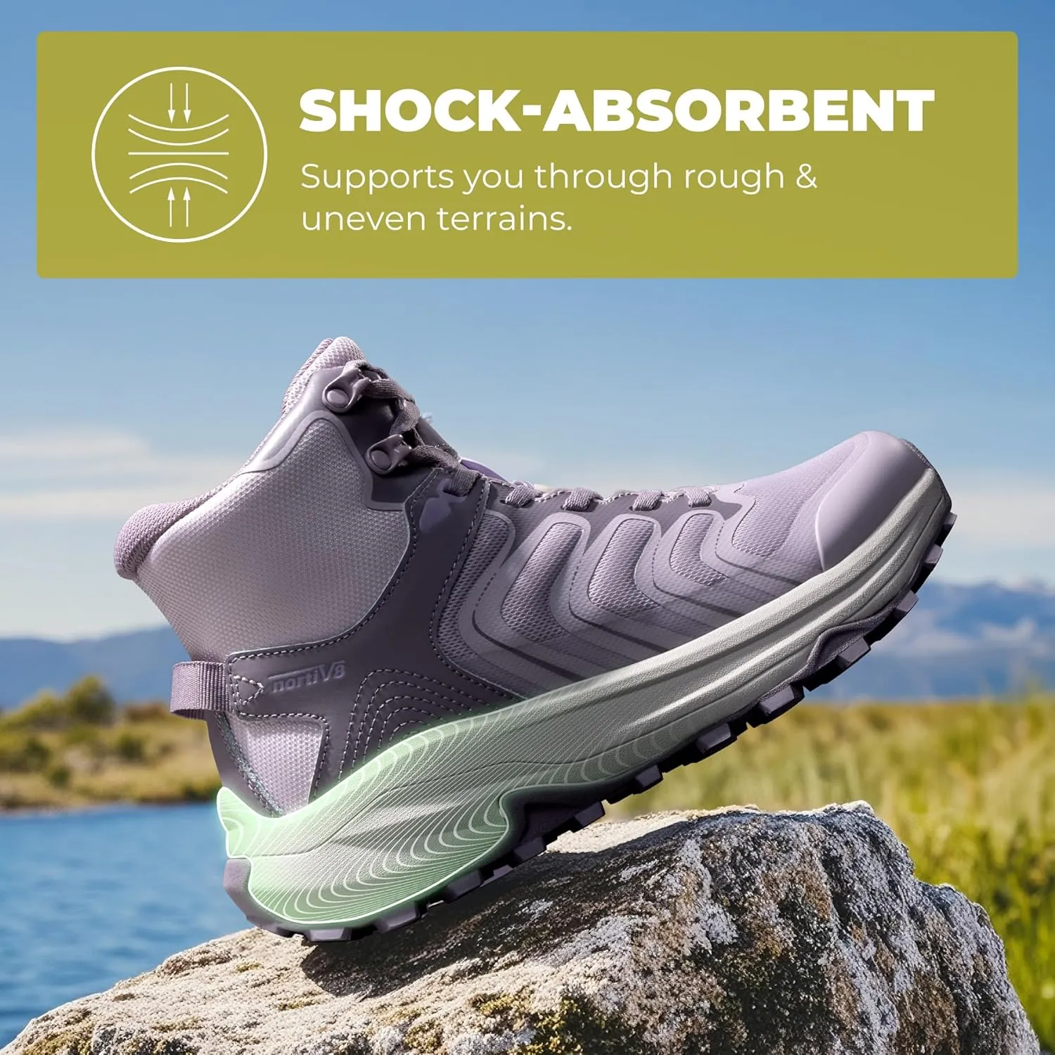 NORTIV 8 Women's Hiking Boots Waterproof with Arch Support Sneakers Walking Outdoor Comfortable Lightweight Boot Echo Mid