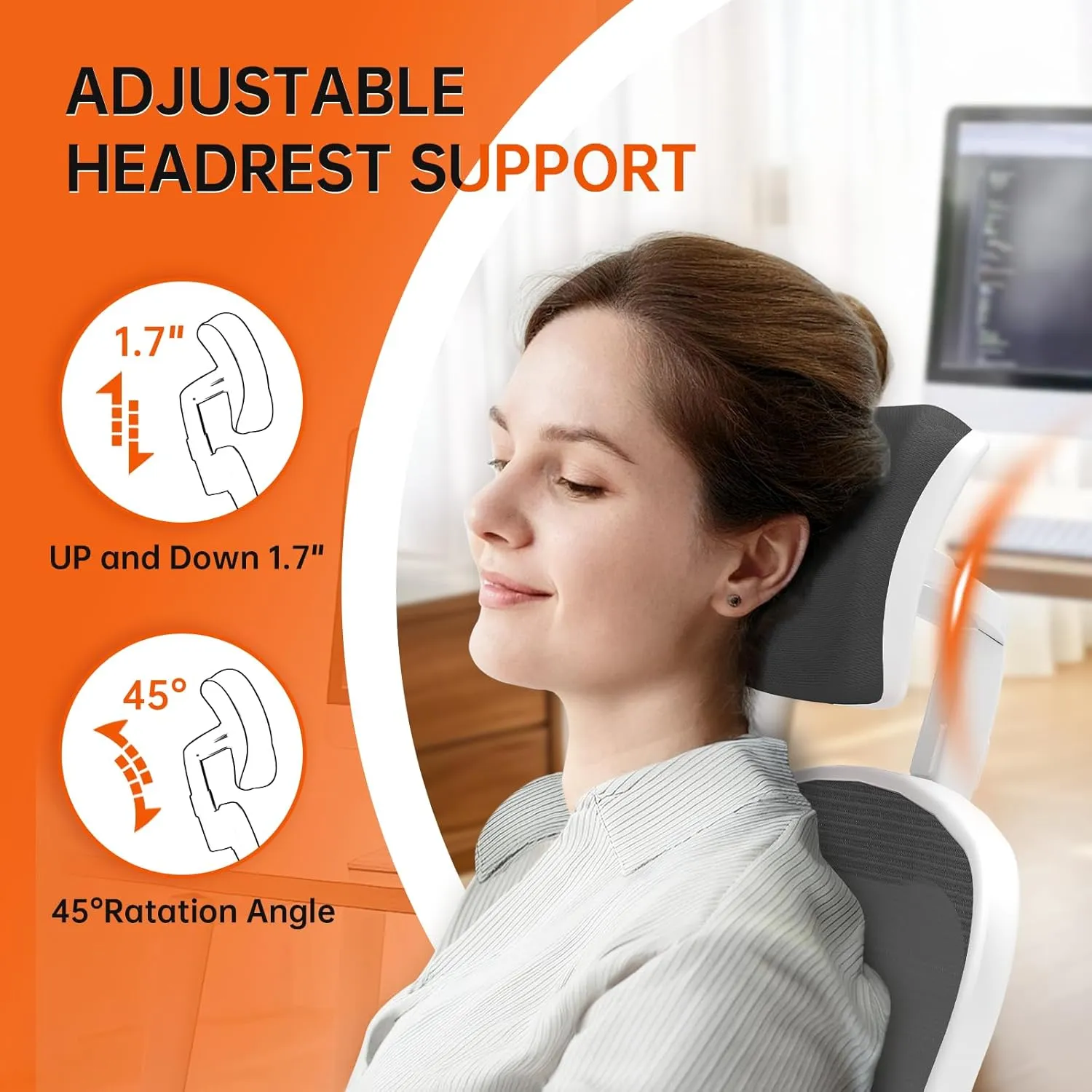 Office Chair Ergonomic Desk Chair, 330LBS Capacity, High Back Computer Chair for Long Hours Comfortable, Rolling Swivel Executive Task Chair for Home Office with Flip-up Armrests, White Black