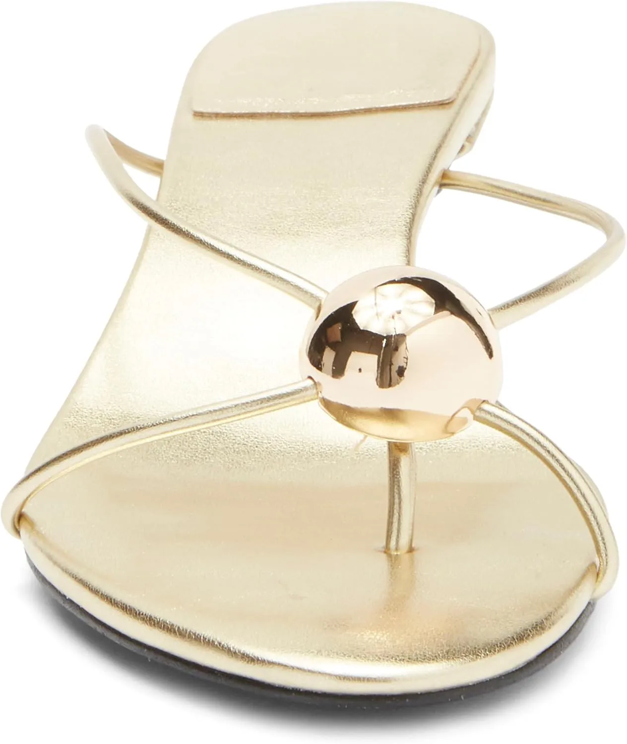 OMLISHZTY Women's Kitten Heel Sandals - Sculptural Metal Hardware, Open Toe Flip Flop Heels, Dressy Casual Sandals for Multi-Occasion Wear