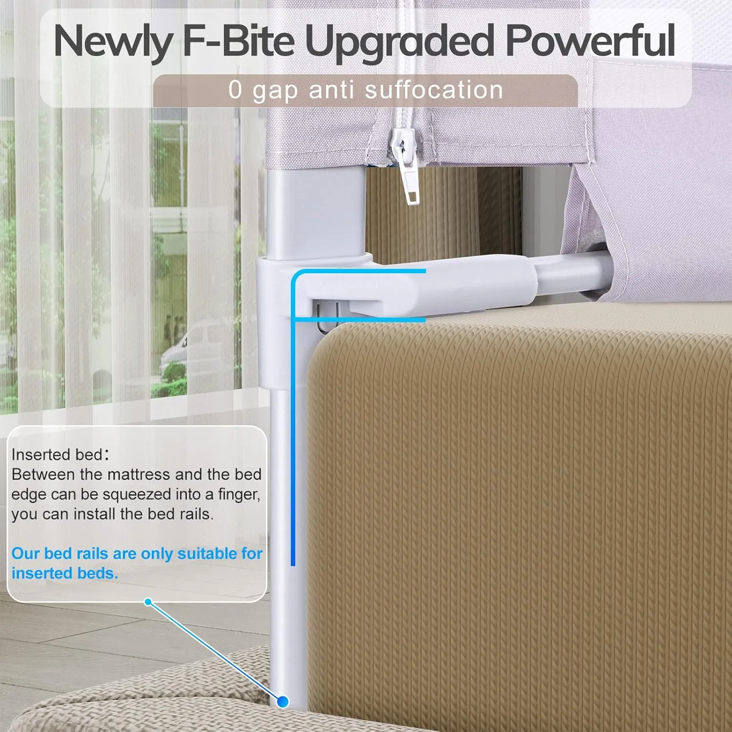 omzer Bed Rail for Toddlers - Baby Bed Guard Rail with Double Child Lock, Safety Bedrail for Children Kids with Pattern, Infants Height Adjustment Guardrail for Full Queen King Size - 1 Pack, 59”