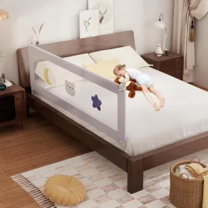 omzer Bed Rail for Toddlers - Baby Bed Guard Rail with Double Child Lock, Safety Bedrail for Children Kids with Pattern, Infants Height Adjustment Guardrail for Full Queen King Size - 1 Pack, 74.8”