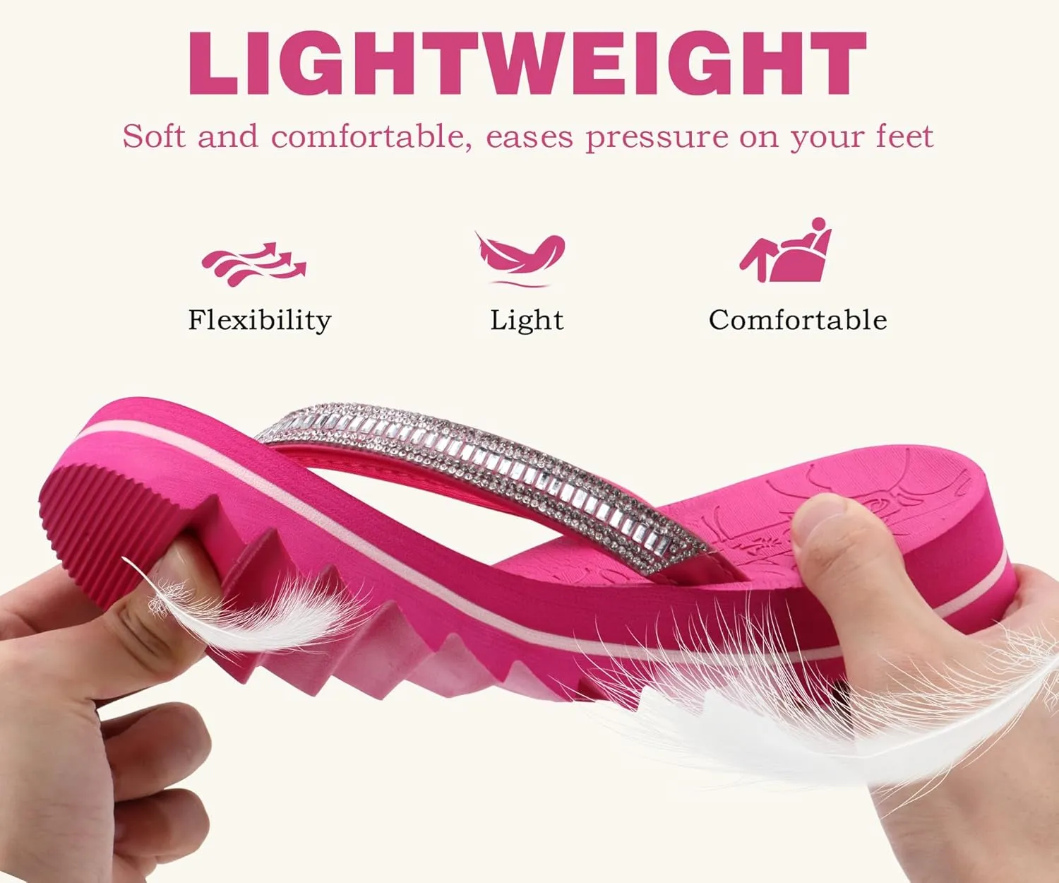 ONCAI Flip Flops for Women, Beach Thong Sandals Womens with Arch Support, Dressy Rhinestone Comfortable Yoga Mat and Non Slip Rubber Soles for Summer US Size 5-11