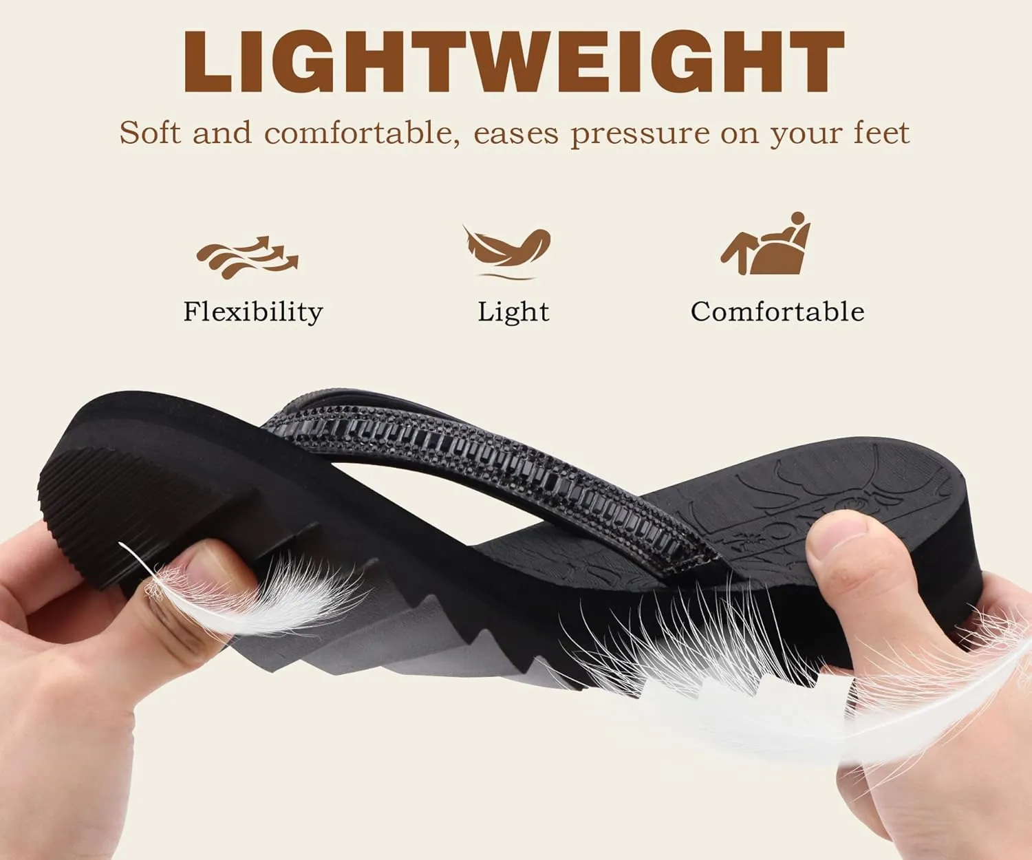 ONCAI Flip Flops for Women, Beach Thong Sandals Womens with Arch Support, Dressy Rhinestone Comfortable Yoga Mat and Non Slip Rubber Soles for Summer US Size 5-11