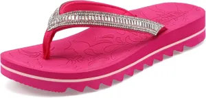 ONCAI Flip Flops for Women, Beach Thong Sandals Womens with Arch Support, Dressy Rhinestone Comfortable Yoga Mat and Non Slip Rubber Soles for Summer US Size 5-11