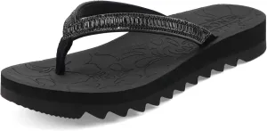ONCAI Flip Flops for Women, Beach Thong Sandals Womens with Arch Support, Dressy Rhinestone Comfortable Yoga Mat and Non Slip Rubber Soles for Summer US Size 5-11