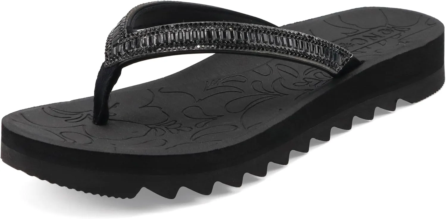 ONCAI Flip Flops for Women, Beach Thong Sandals Womens with Arch Support, Dressy Rhinestone Comfortable Yoga Mat and Non Slip Rubber Soles for Summer US Size 5-11