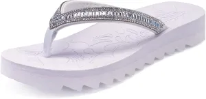 ONCAI Flip Flops for Women, Beach Thong Sandals Womens with Arch Support, Dressy Rhinestone Comfortable Yoga Mat and Non Slip Rubber Soles for Summer US Size 5-11
