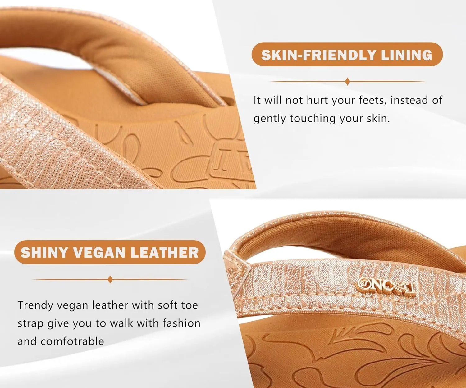 ONCAI Women's Flip Flops Comfortable Summer Beach Thong Sandals for Women with Cushion Walking Arch Support Yoga Mat Indoor Outdoor Soles