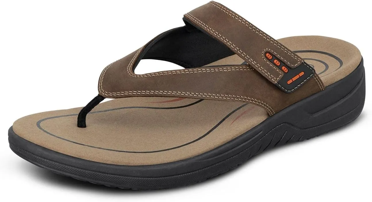 Orthofeet Men's Orthopedic Leather Eldorado Flip-Flop Sandals