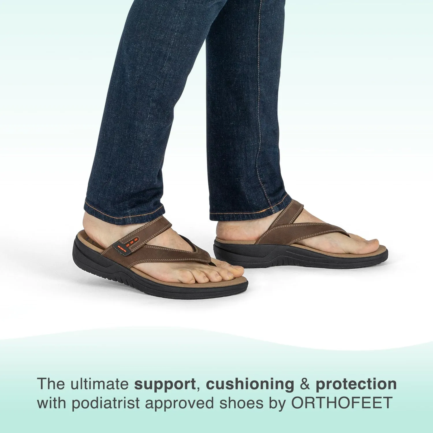 Orthofeet Men's Orthopedic Leather Eldorado Flip-Flop Sandals