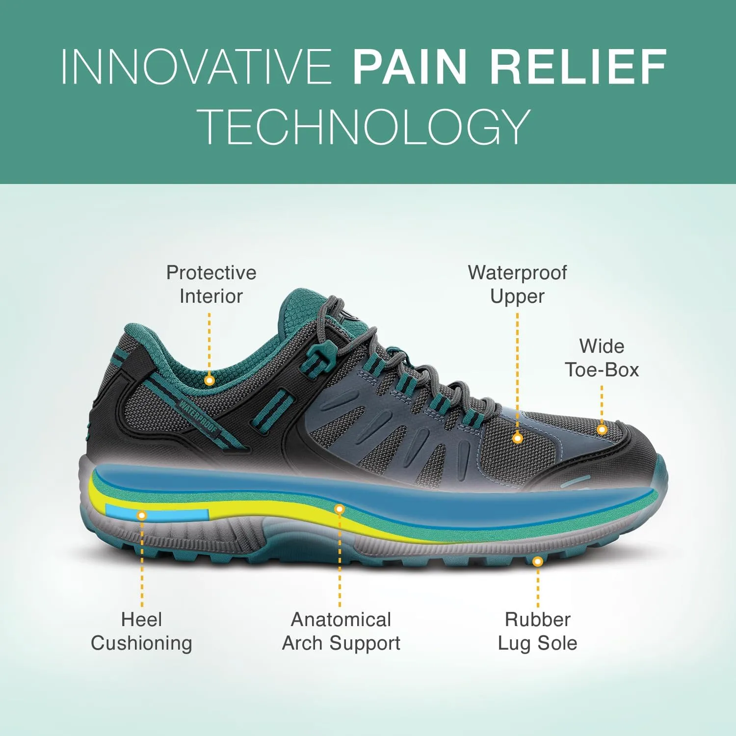 Orthofeet Women's Orthopedic Waterproof Alma Hiking Shoes
